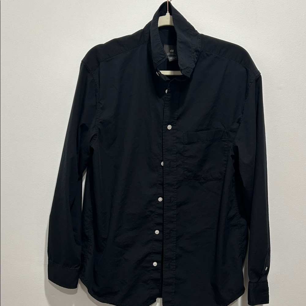H&M Black Casual Button-Down Shirt